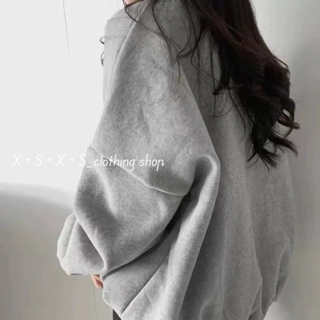 美式復古字母印花加絨oversize寬鬆衛衣