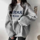 美式復古字母印花加絨oversize寬鬆衛衣