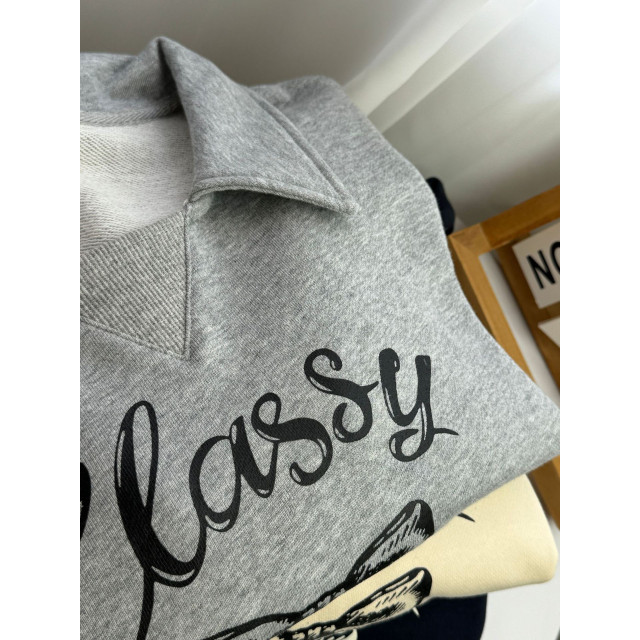 韓系簡約蝴蝶結印花百搭造型領衛衣