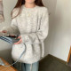 寬鬆套頭毛衣圓領慵懶風長袖軟糯花色針織衫