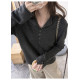 軟糯绒半開襟針織衫鈕釦半高領毛衣