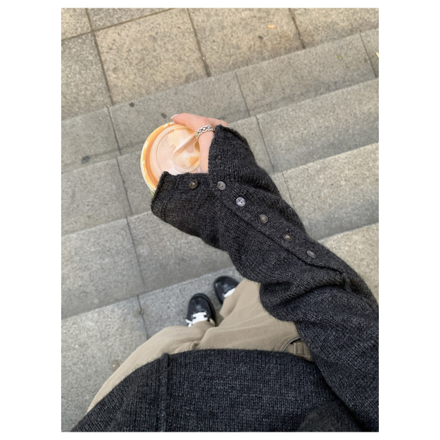 軟糯绒半開襟針織衫鈕釦半高領毛衣