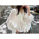 法式荷葉邊白色襯衫娃娃衫寬鬆長袖設計感V領綁帶上衣