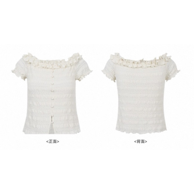 夏季穿搭設計感短款法式露肩荷葉邊一字肩上衣