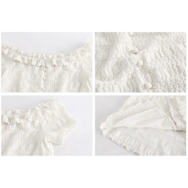 夏季穿搭設計感短款法式露肩荷葉邊一字肩上衣