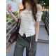 夏季穿搭設計感短款法式露肩荷葉邊一字肩上衣