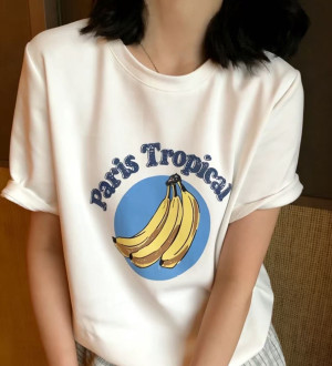  Paris Tropical 印花香蕉少女心棉質寬鬆T恤