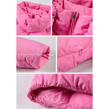 慕斯奶油馬卡龍色系 高領設計 輕盈保暖短版加厚羽絨棉外套