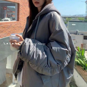 連帽棒球夾棉厚飛行外套 / 工裝夾克