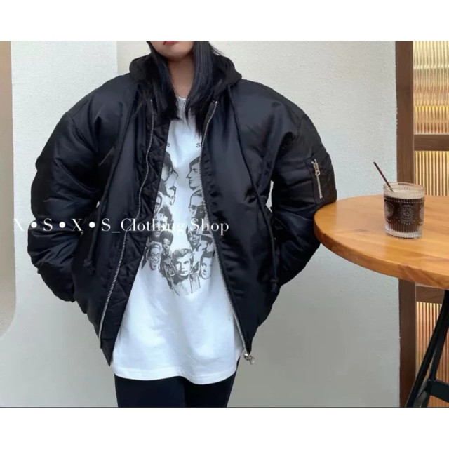 連帽棒球夾棉厚飛行外套 / 工裝夾克