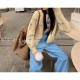 少女系愛心提花圓領拉鏈針織開衫毛衣外套