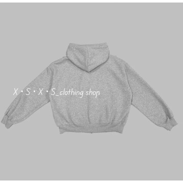 荷葉邊拼接設計 連帽寬鬆休閒拉鏈開衫連帽衛衣外套