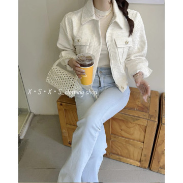 法式粗花呢小香風百搭夾克短外套