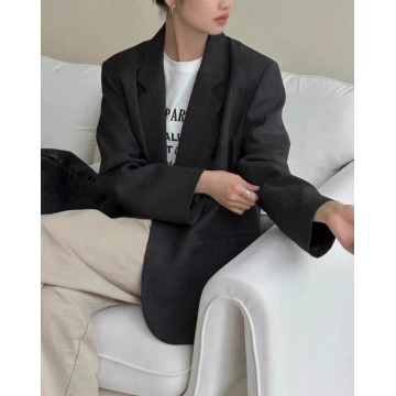 韓系氣質感 寬鬆休閒雙排釦設計百搭西裝外套