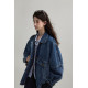 歐美復古感 牛仔翻領立領廓形感飛行員夾克外套