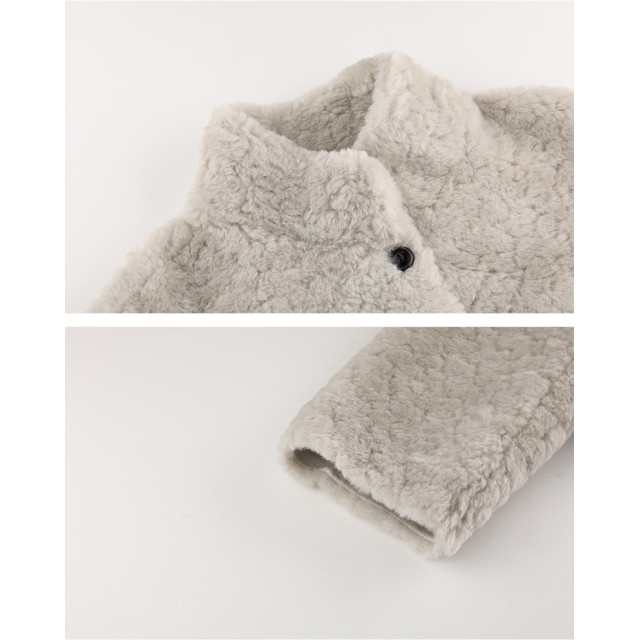 輕奢溫暖軟糯百搭卷毛仿羊羔毛厚立領外套