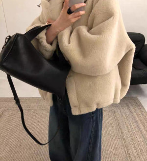 韓系百搭休閒排釦連帽加厚毛毛保暖外套