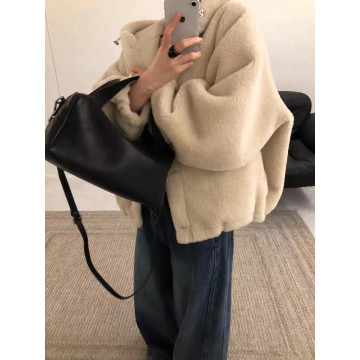 韓系百搭休閒排釦連帽加厚毛毛保暖外套