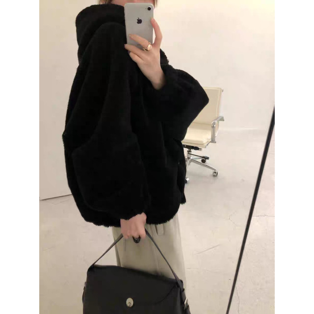 韓系百搭休閒排釦連帽加厚毛毛保暖外套