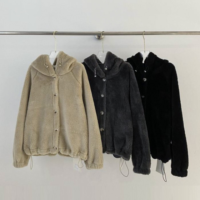韓系百搭休閒排釦連帽加厚毛毛保暖外套