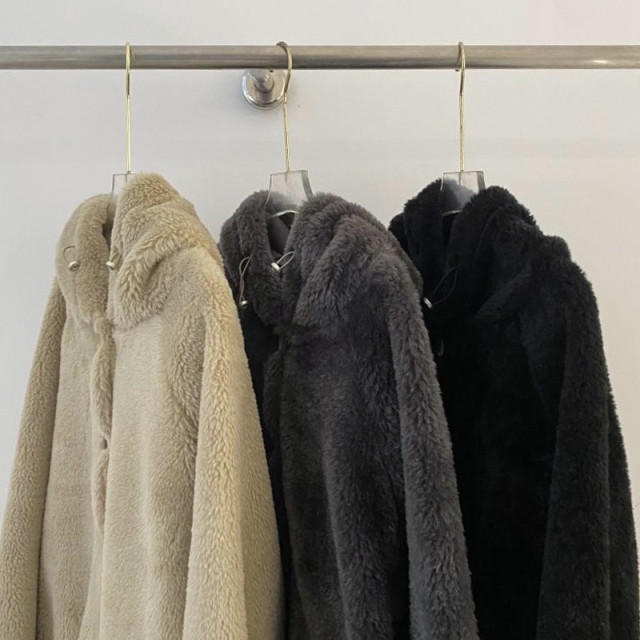 韓系百搭休閒排釦連帽加厚毛毛保暖外套