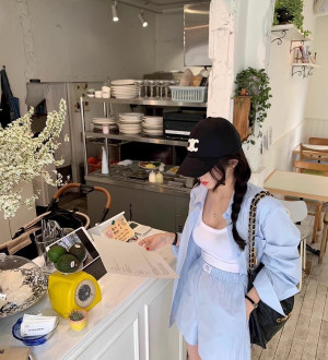 韓系chic夏季糖果色甜美寬鬆百搭後繫帶長袖襯衫+高腰闊腿褲短套裝