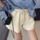 秋冬怎麼能沒有的百搭單品 高腰抽繩繫帶PU皮闊型休閒短褲