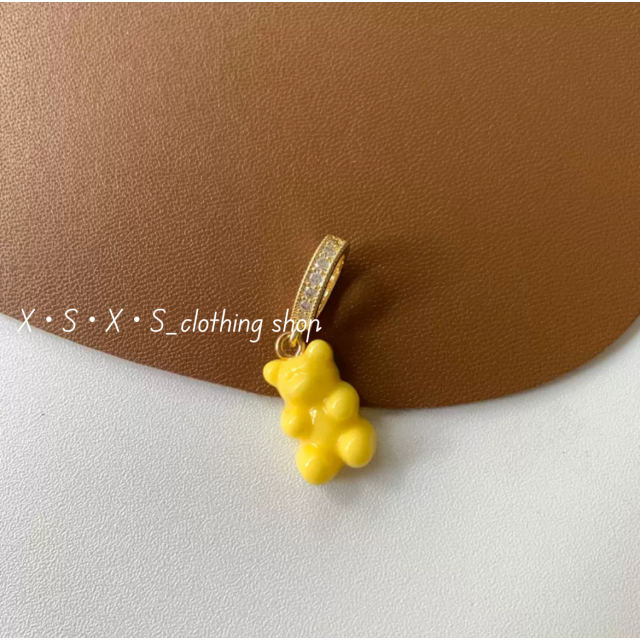 鑲鑽頭/瓜子釦 夏日彩色軟糖小熊吊墜 項鍊 （自由搭配） /果凍小熊項鍊